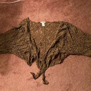 Indigo Thread Co. Light Brown Lace Crochet Women's Shrug Bolero One Size